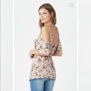 Cold shoulder tie waist blouse
